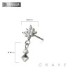 IMPLANT GRADE TITANIUM THREADLESS PUSH IN STARBURST PYRAMID DANGLE CZ TOP PART